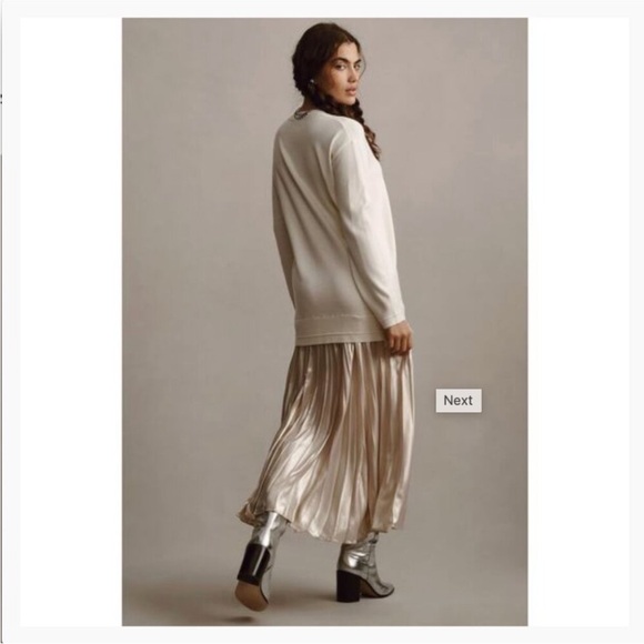Anthropologie Long-Sleeve‎ Pleated Twofer Sweater Maxi Dress size xs - Picture 10 of 10